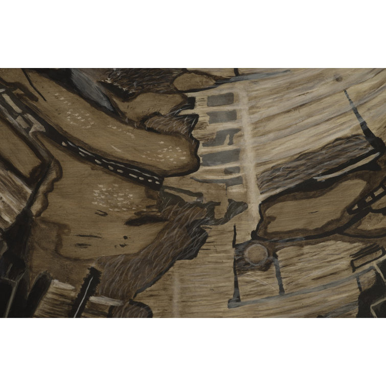 Striated Round Teak Root Cast Resin Accent Stool in Brown/Grey