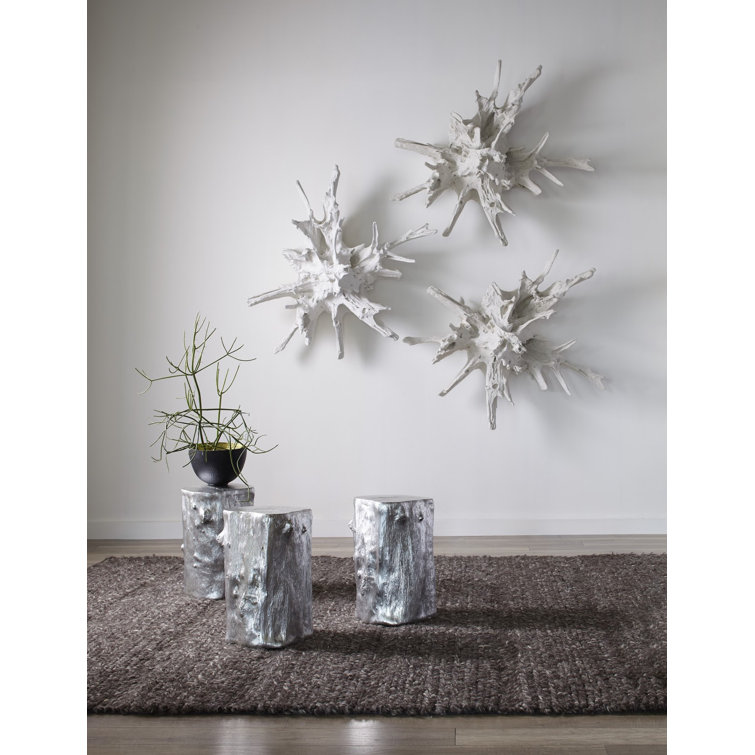 Small Silver Leaf Resin Log Stool