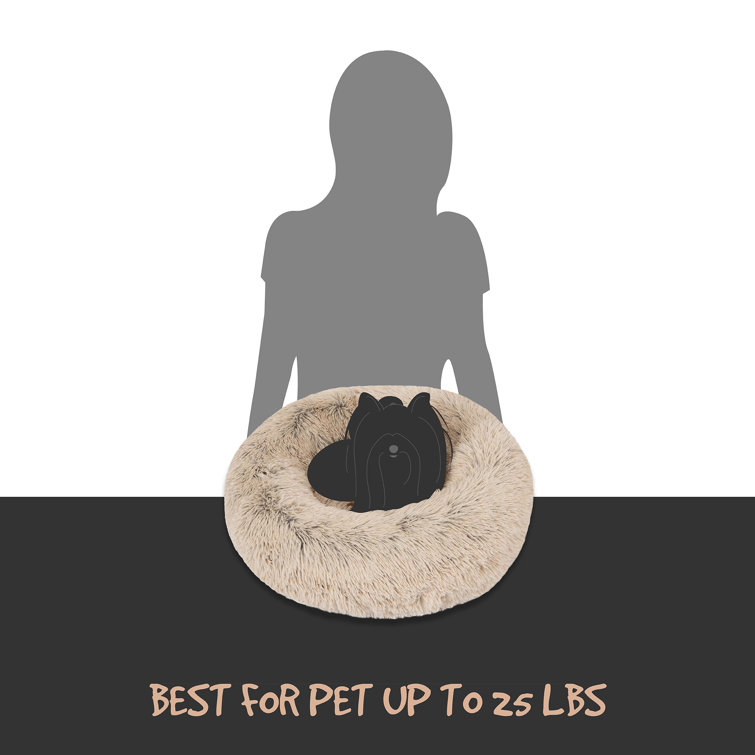 Small Tan Faux Fur Orthopedic Elevated Pet Bed