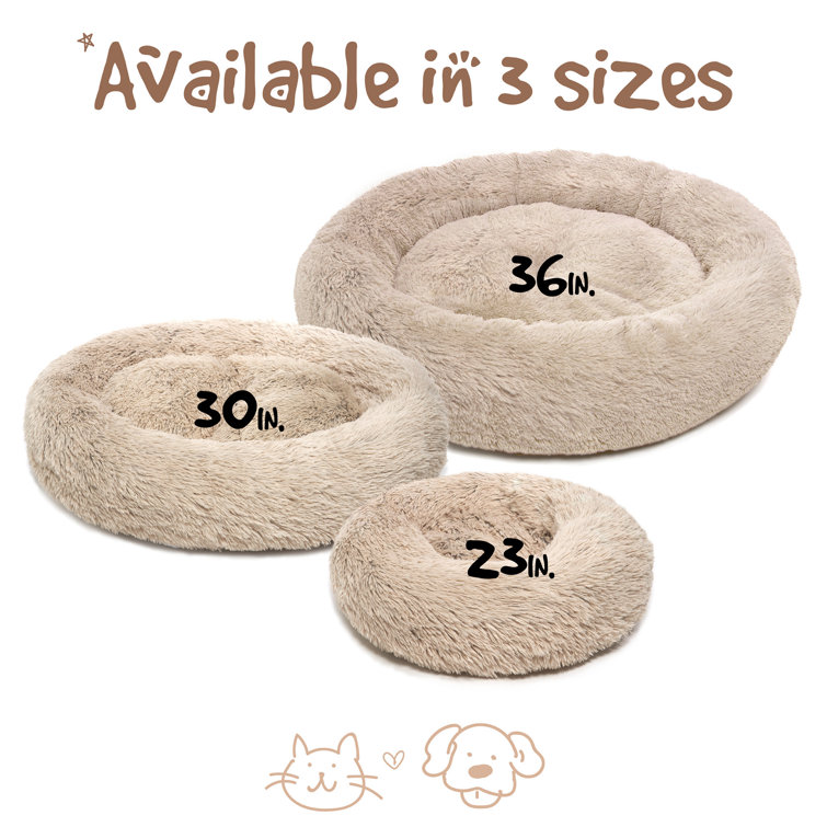 Small Tan Faux Fur Orthopedic Elevated Pet Bed