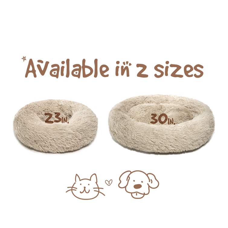 Small Tan Faux Fur Orthopedic Elevated Pet Bed
