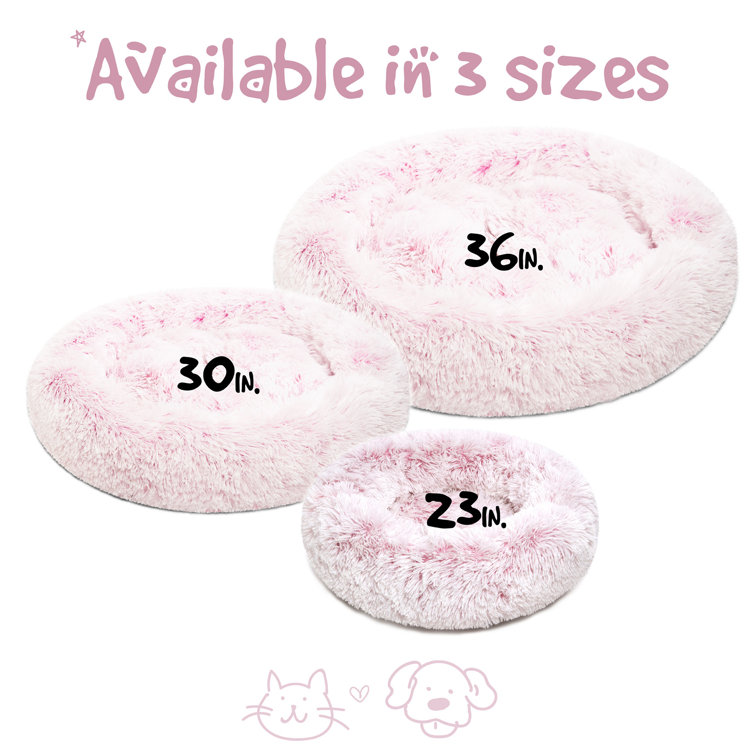 Medium Pink Faux Fur Orthopedic Donut Pet Bed