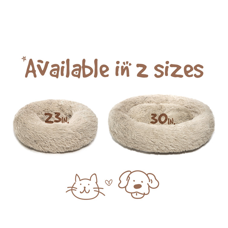 Small Tan Faux Fur Orthopedic Elevated Pet Bed
