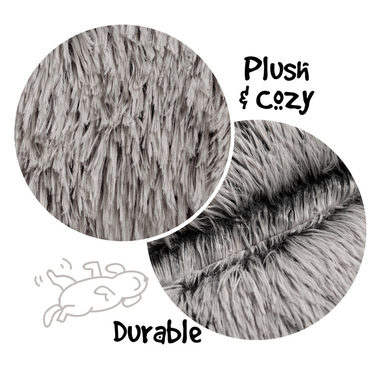 Small Gray Faux Fur Orthopedic Donut Pet Bed