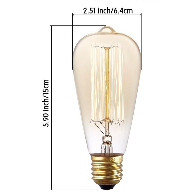 60W Clear Glass Vintage Edison Incandescent Bulb 6-Pack