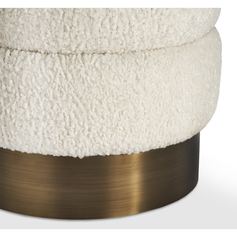 Charlize Cream and Antique Bronze Round Accent Stool