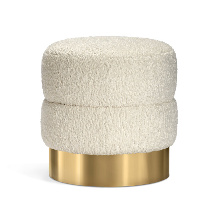 Charlize Cream and Antique Bronze Round Accent Stool