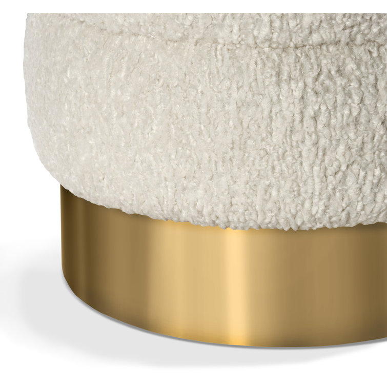 Charlize Cream and Antique Bronze Round Accent Stool