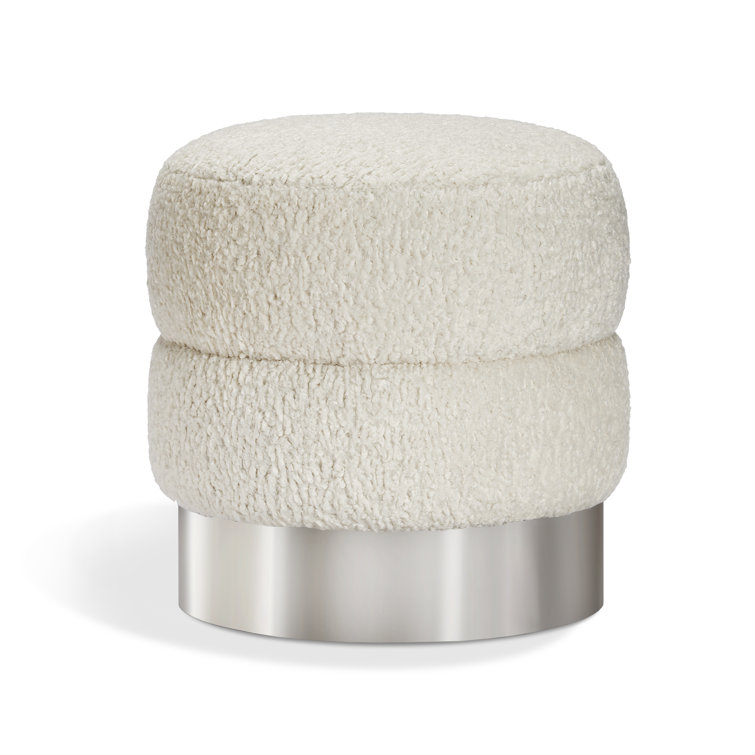 Charlize Cream and Antique Bronze Round Accent Stool