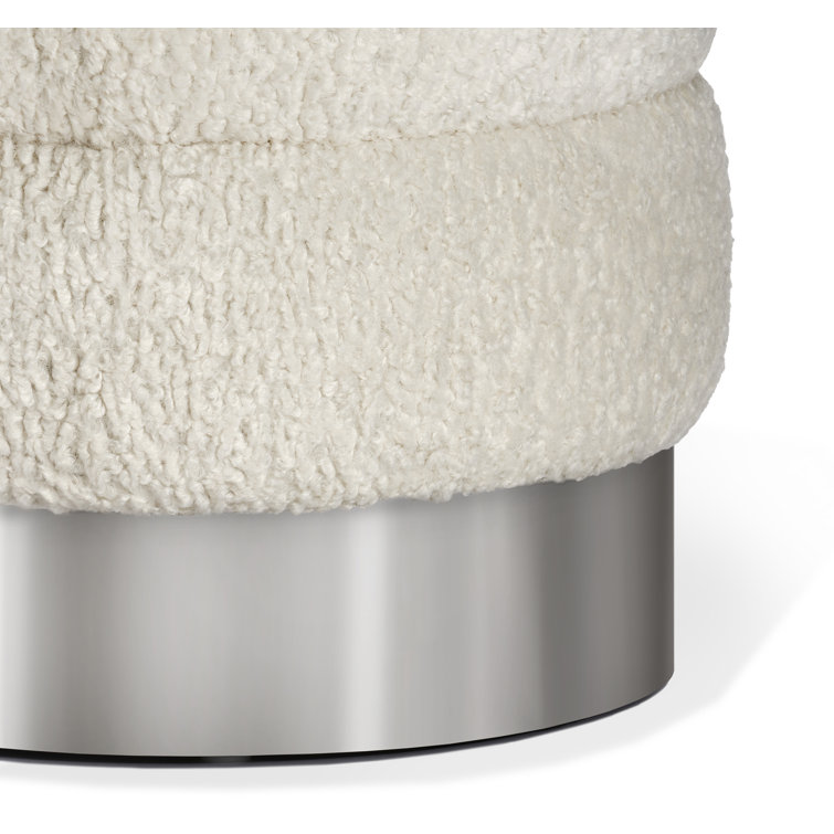 Charlize Cream and Antique Bronze Round Accent Stool