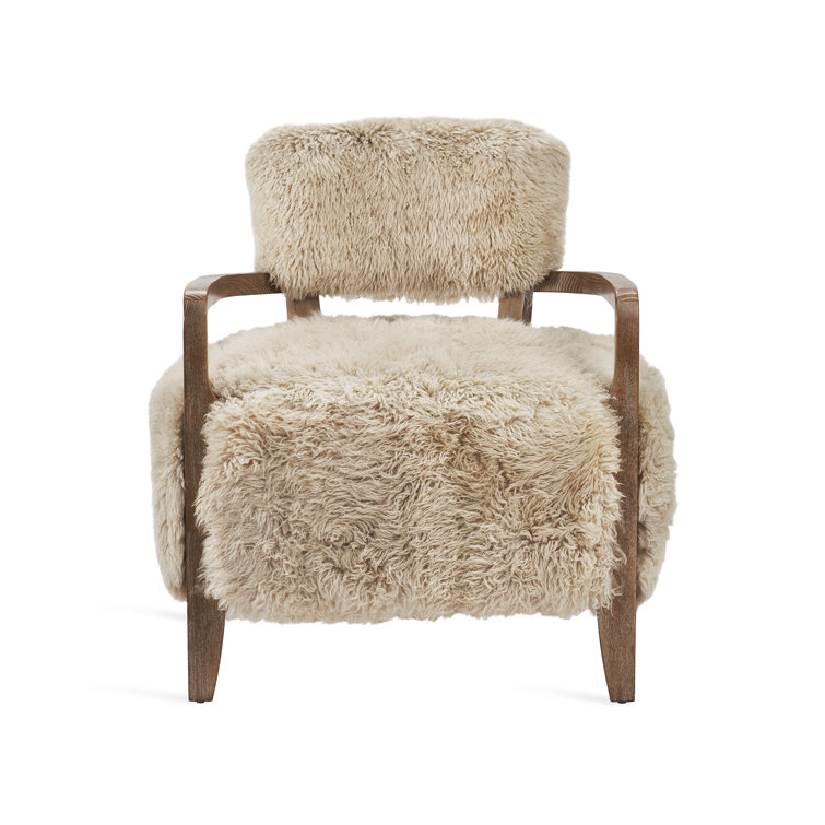 Royce Morel Taupe Tibetan Lambskin Lounge Chair in Autumn Brown