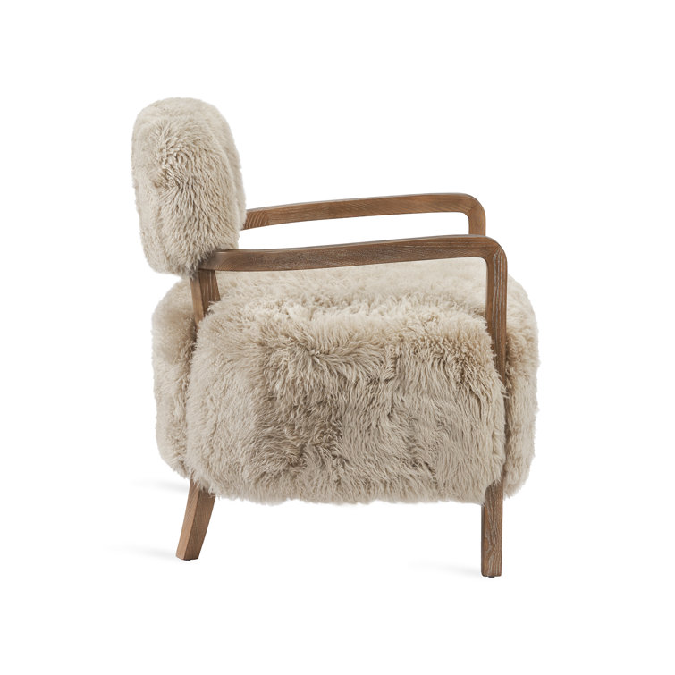 Royce Morel Taupe Tibetan Lambskin Lounge Chair in Autumn Brown