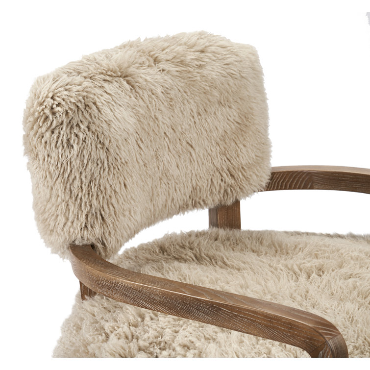 Royce Morel Taupe Tibetan Lambskin Lounge Chair in Autumn Brown