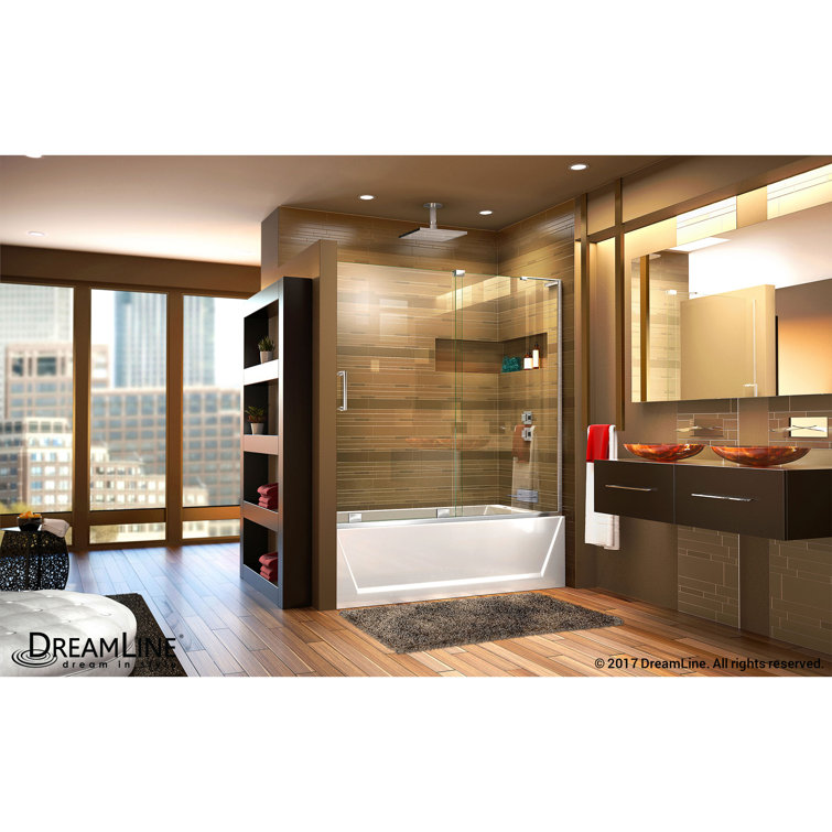 Mirage-X 60" Clear Tempered Glass Frameless Sliding Tub Door