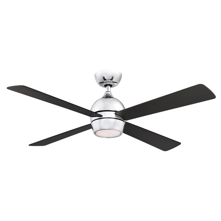 Sleek Chrome 52" Ceiling Fan with LED Light and Remote Control