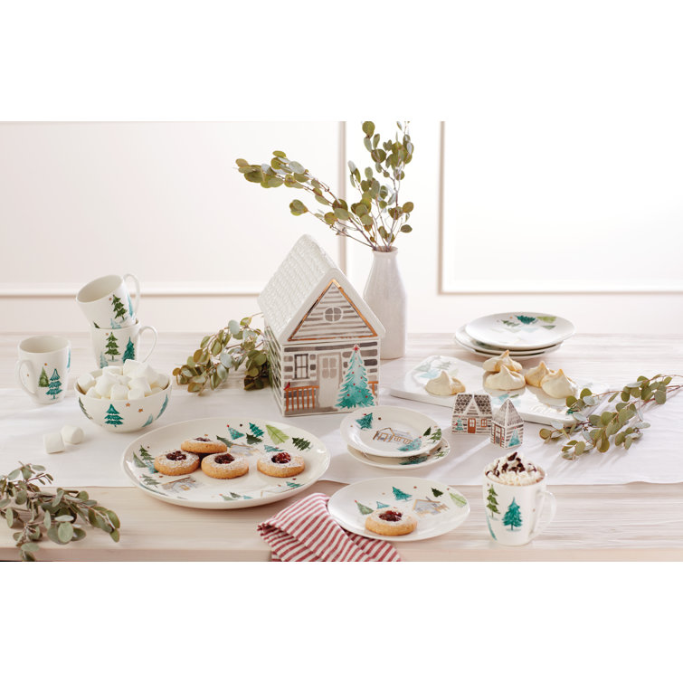 Nordic Christmas Ceramic Round Platter Dish