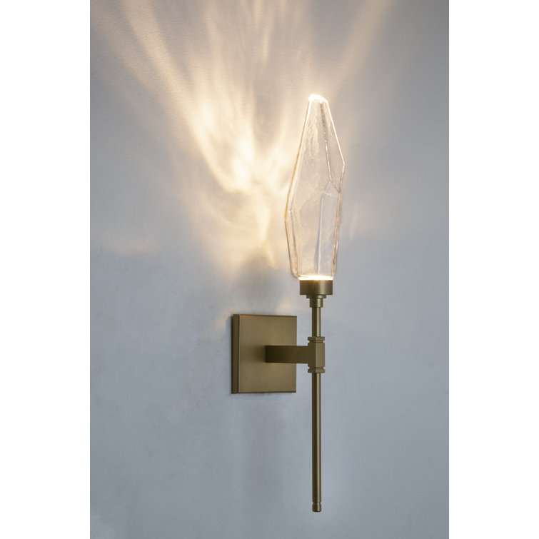 Belvedere Dimmable Rock Crystal Sconce in Flat Bronze with Clear Shade