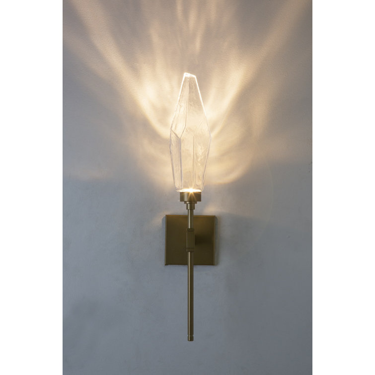 Belvedere Dimmable Rock Crystal Sconce in Flat Bronze with Clear Shade