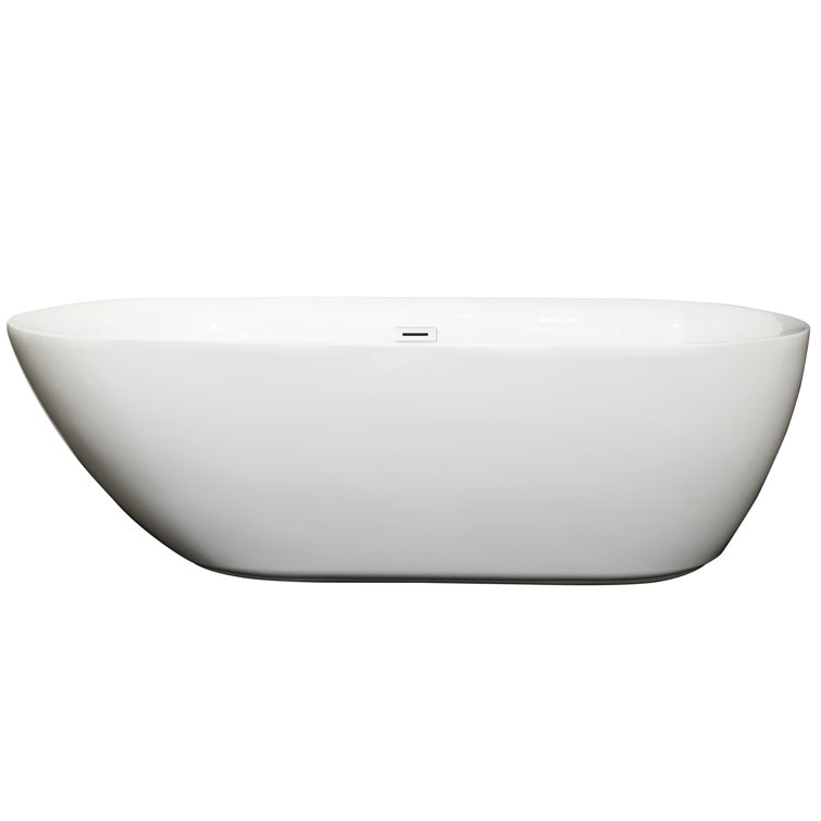 Melissa 71'' Shiny White Freestanding Acrylic Soaking Bathtub