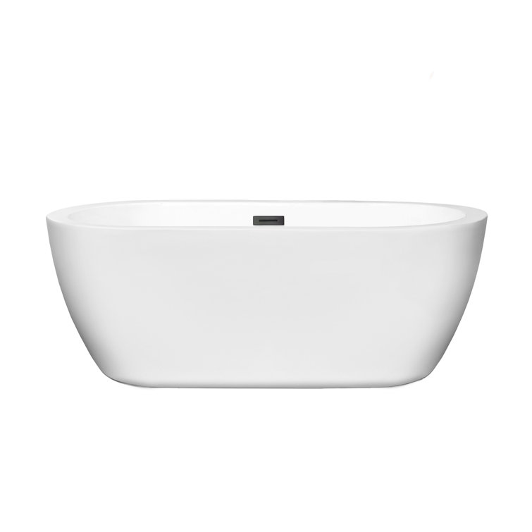 Soho 60'' White Acrylic Freestanding Bathtub with Matte Black Trim