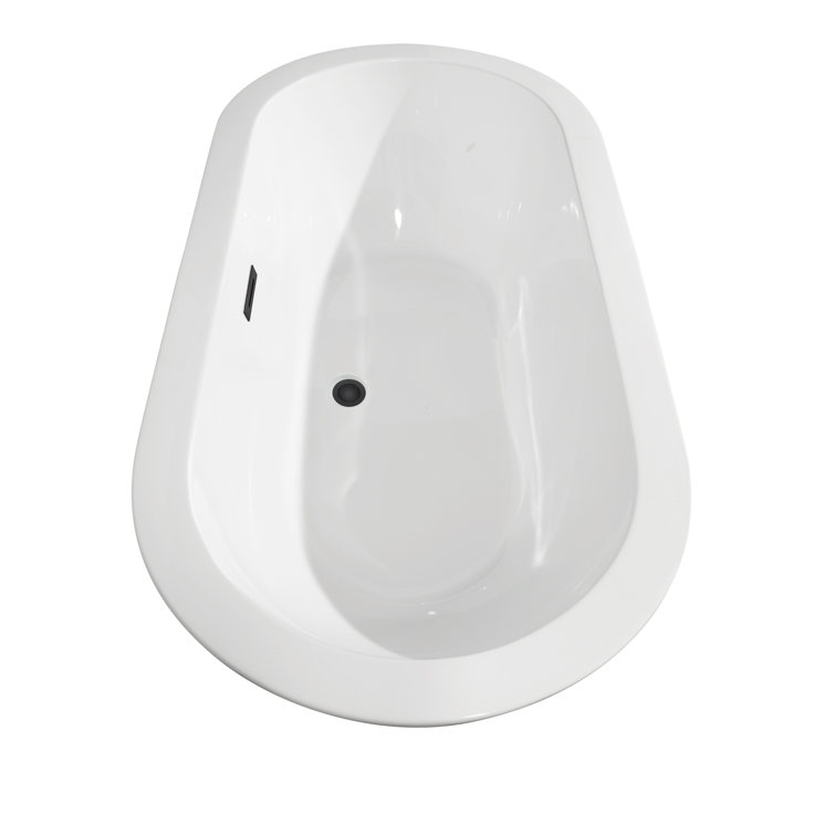 Soho 60'' White Acrylic Freestanding Bathtub with Matte Black Trim