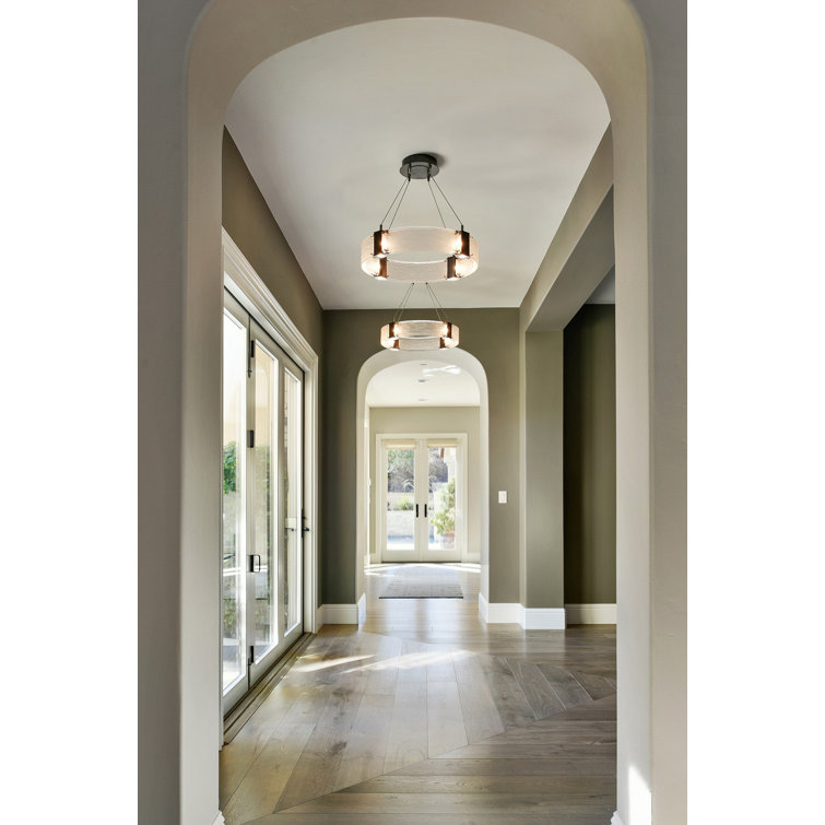 Bronze Crystal Parallel Ring Plug-In Chandelier 23.9 in