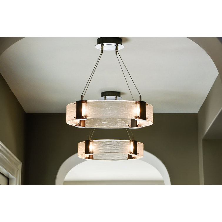 Bronze Crystal Parallel Ring Plug-In Chandelier 23.9 in