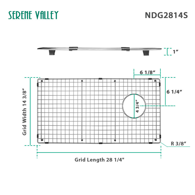 28-Inch Rectangular Stainless Steel Sink Grid with Side Drain