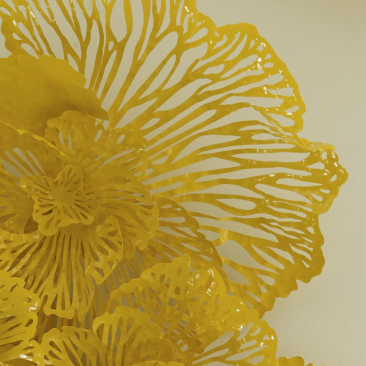 Small Yellow Metal Flower Wall Art Decor