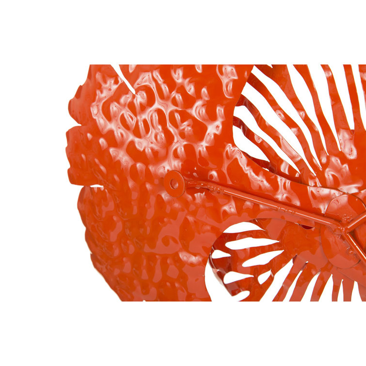 Small Coral Metal Flower Wall Sculpture