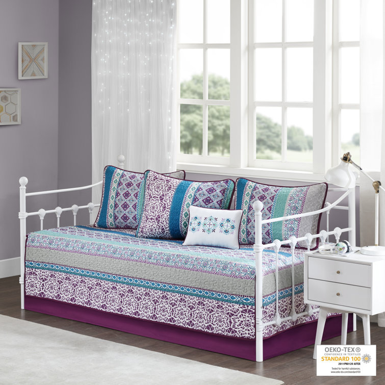 Boho Chic Embroidered Polyfill Daybed Coverlet Set