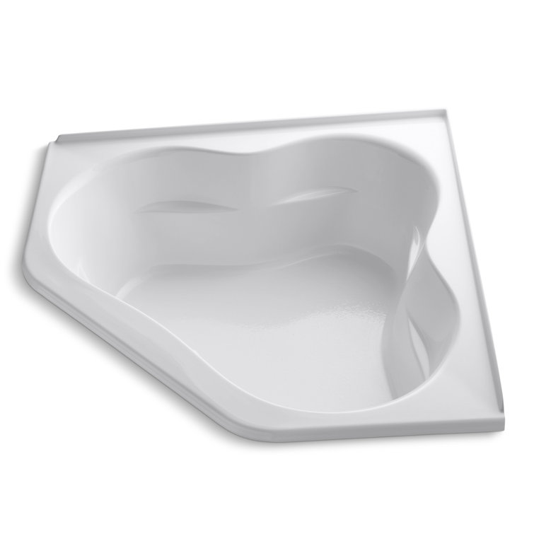 White Clover-Shaped Corner Soaking Bathtub with Molded Supports