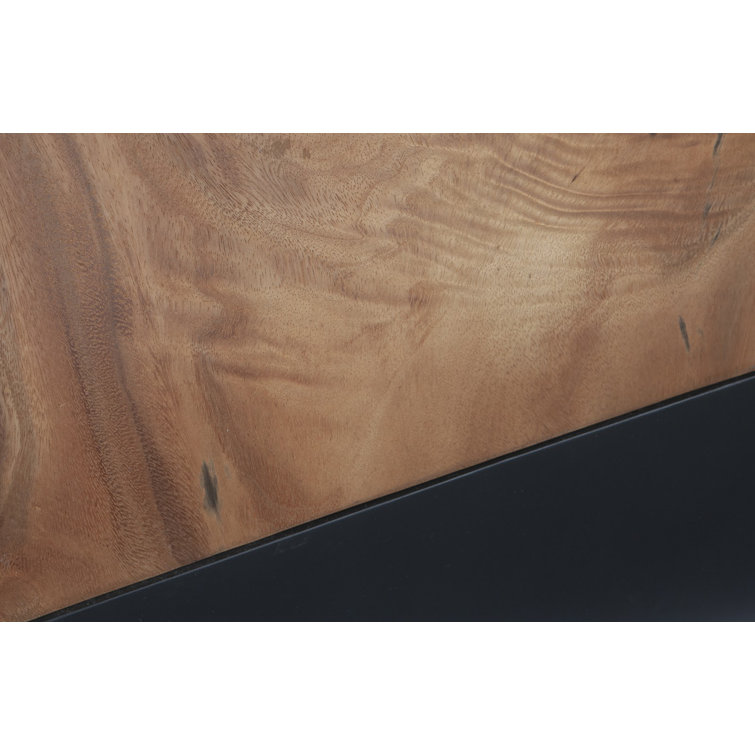 24" Brown and Black Square Wood Metal Coffee Table