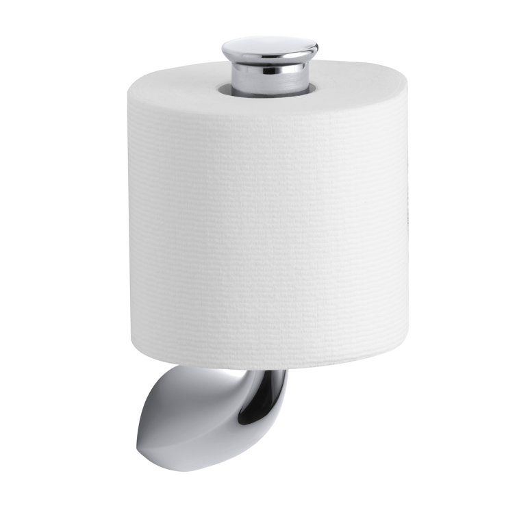 Polished Chrome Vertical Toilet Paper Holder with Sleek Metal Design