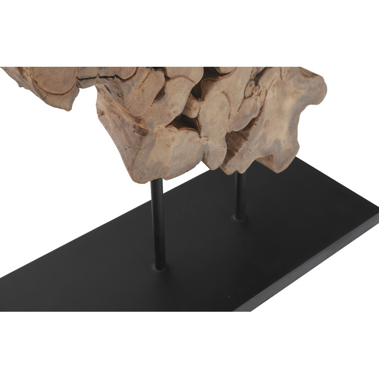 Pipal Wood Modern Organic Sculpture in Black/Brown