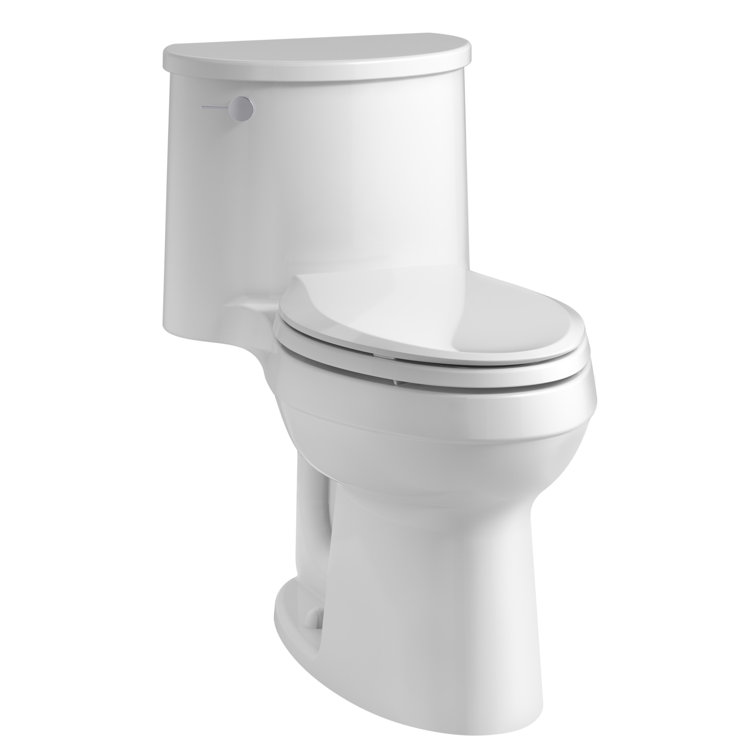 White High Efficiency Elongated One-Piece Toilet with Chrome Lever