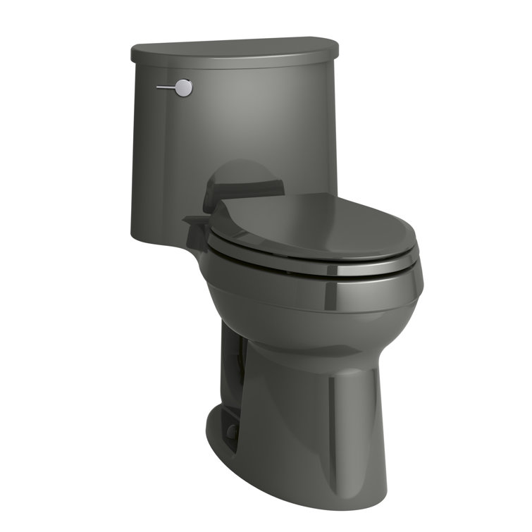 White High Efficiency Elongated One-Piece Toilet with Chrome Lever