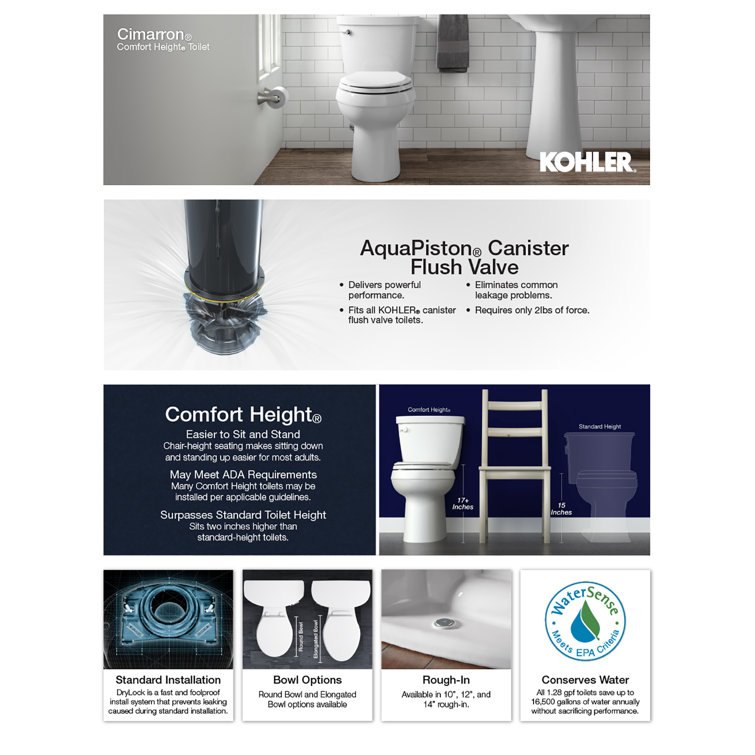 White Ceramic High-Efficiency Toilet Tank with AquaPiston Flush