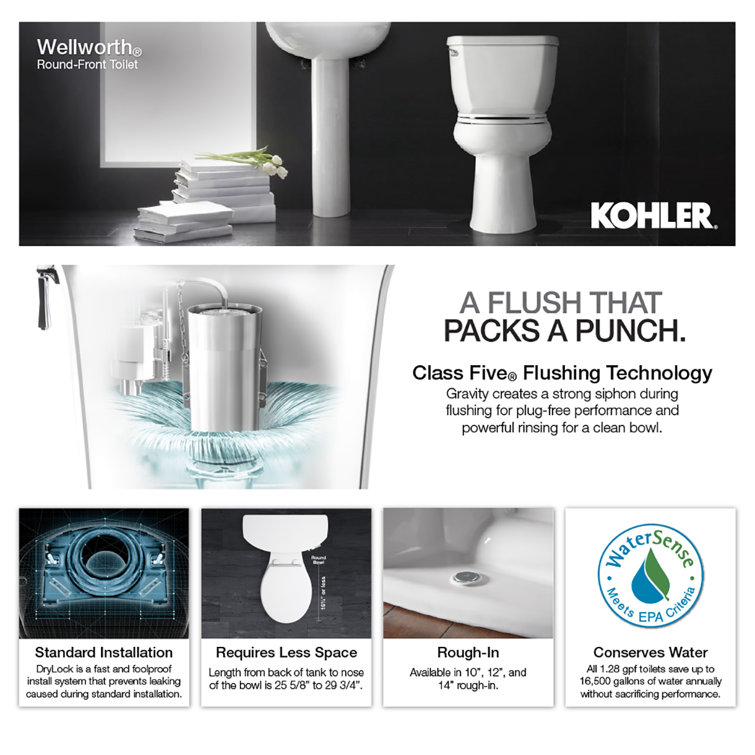 White Round-Front High Efficiency Toilet Bowl