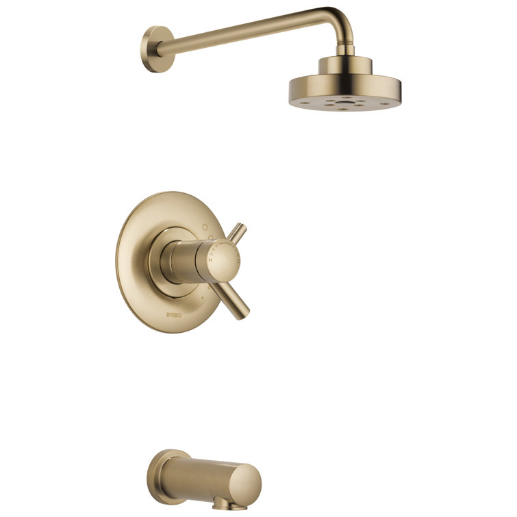 Luxe Gold Modern Brass Thermostatic Tub/Shower Set