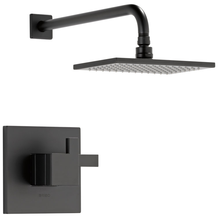 Modern Matte Black Wall-Mounted Thermostatic Shower Faucet with Brass Handles