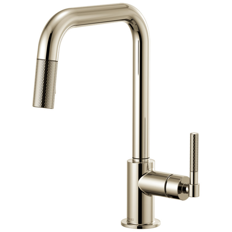 14" Modern Deck Mounted Nickel Kitchen Faucet with 360° Swivel Spout