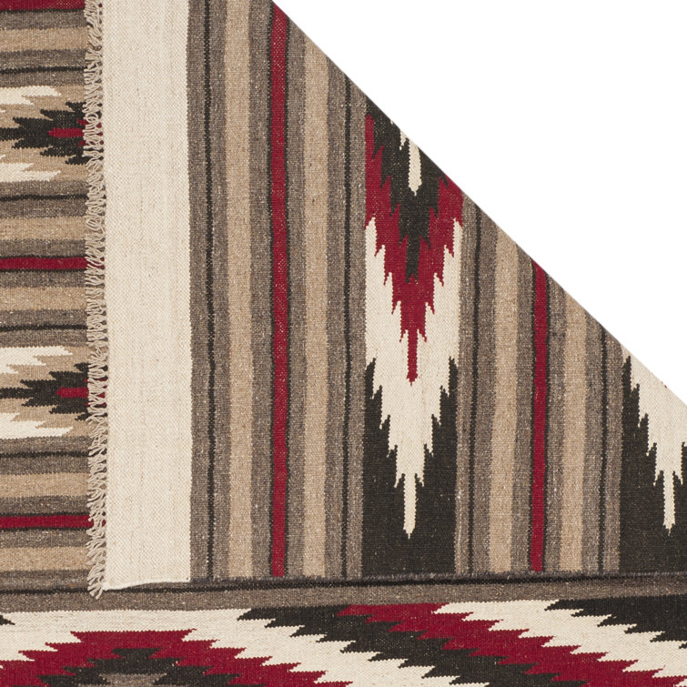 Traditional Southwestern Handwoven Wool Red Stripe Area Rug