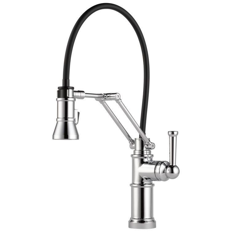 Chrome 21-Inch Traditional Kitchen Faucet with Pull-out Spray