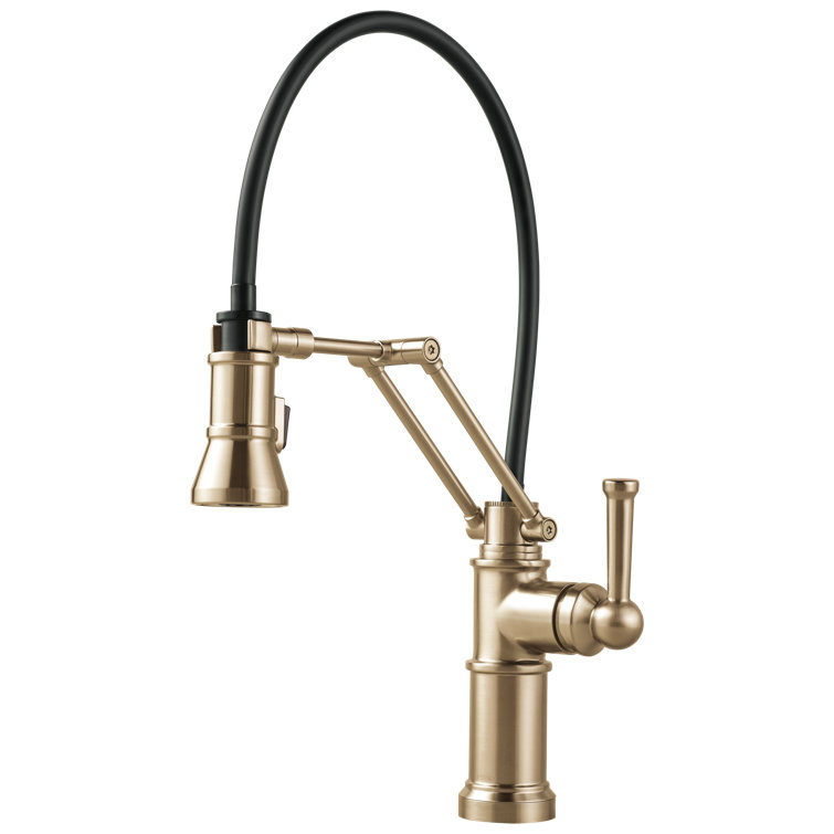 Luxe Gold Industrial Kitchen Faucet with Pull-out Spray