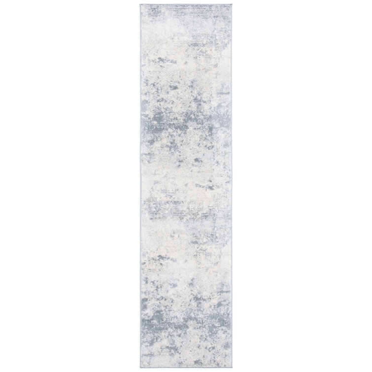 Gray Hand-knotted Synthetic Runner Rug, 24" x 18"