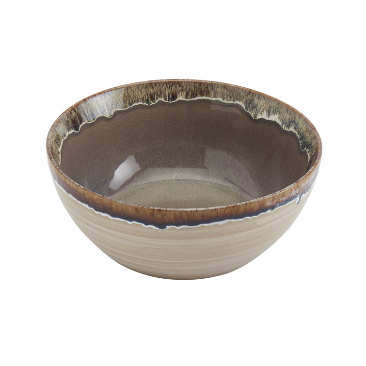 Tuscan Reactive Glaze Ceramic 3-Piece Serving Bowl Set
