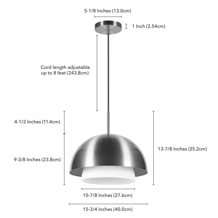 Brushed Nickel Glass Dome Single Pendant Light
