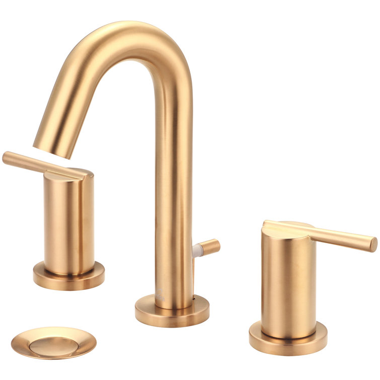 Brushed Gold Brass Widespread Bathroom Faucet with High Arc Spout