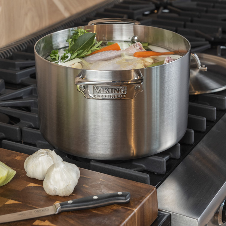 Viking 8-Quart Stainless Steel Stockpot with Glass Lid